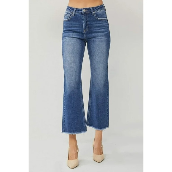 Sneak Peek Denim - High Rise Distressed Ankle Wide  Jeans. Size Small